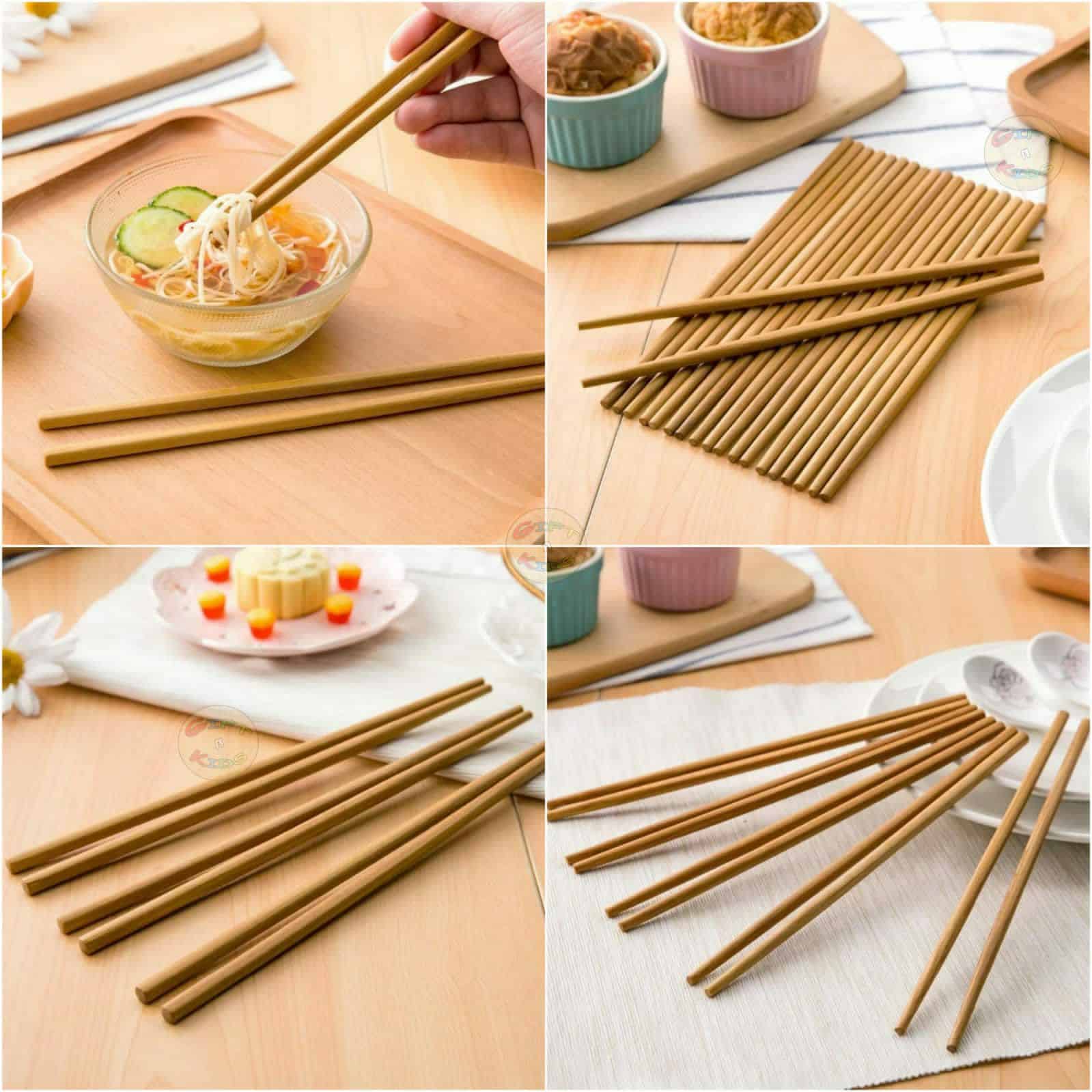 5-Pair Reusable Wooden Chopsticks – Eco-Friendly Dining Utensils