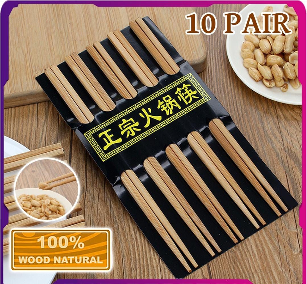 5-Pair Reusable Wooden Chopsticks – Eco-Friendly Dining Utensils