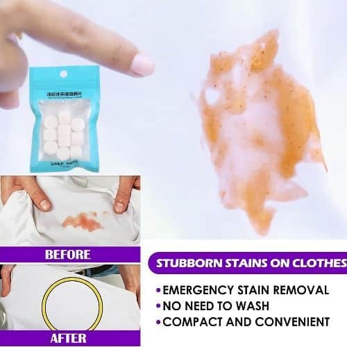 Effervescent Stain Remover Tablets (10pcs) – Powerful Laundry Solution for Sweat, Oil & Tough Marks