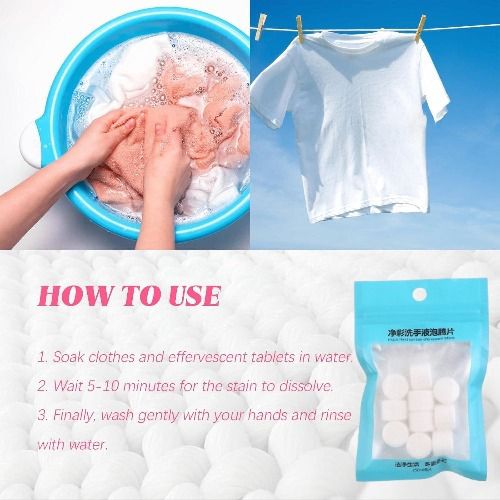 Effervescent Stain Remover Tablets (10pcs) – Powerful Laundry Solution for Sweat, Oil & Tough Marks