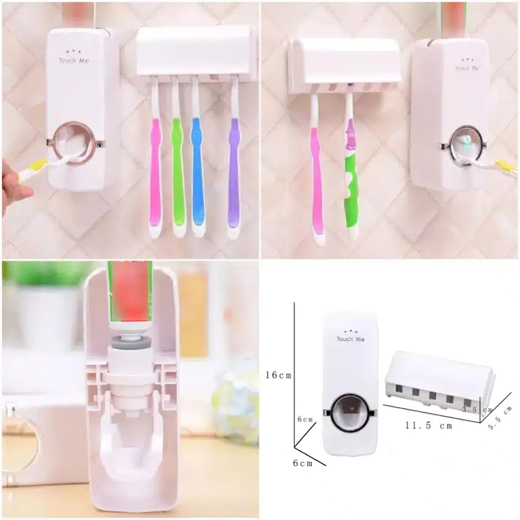 Automatic Toothpaste Dispenser & Toothbrush Holder Set