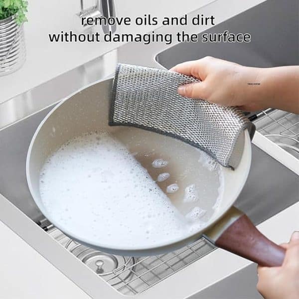 Wire Dish Washing Cloths – Multi-Purpose Non-Scratch Scrubbing Rags for Kitchen Cleaning
