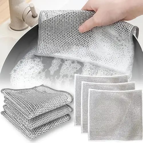 Wire Dish Washing Cloths – Multi-Purpose Non-Scratch Scrubbing Rags for Kitchen Cleaning